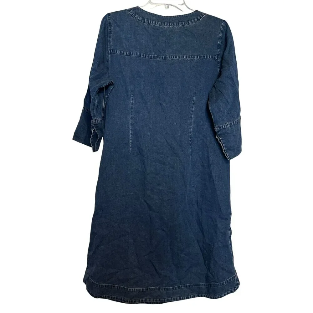 Soft Surroundings Positano Getaway Womens Shift Dress Medium Blue Denim‎ NWT - Picture 2 of 12